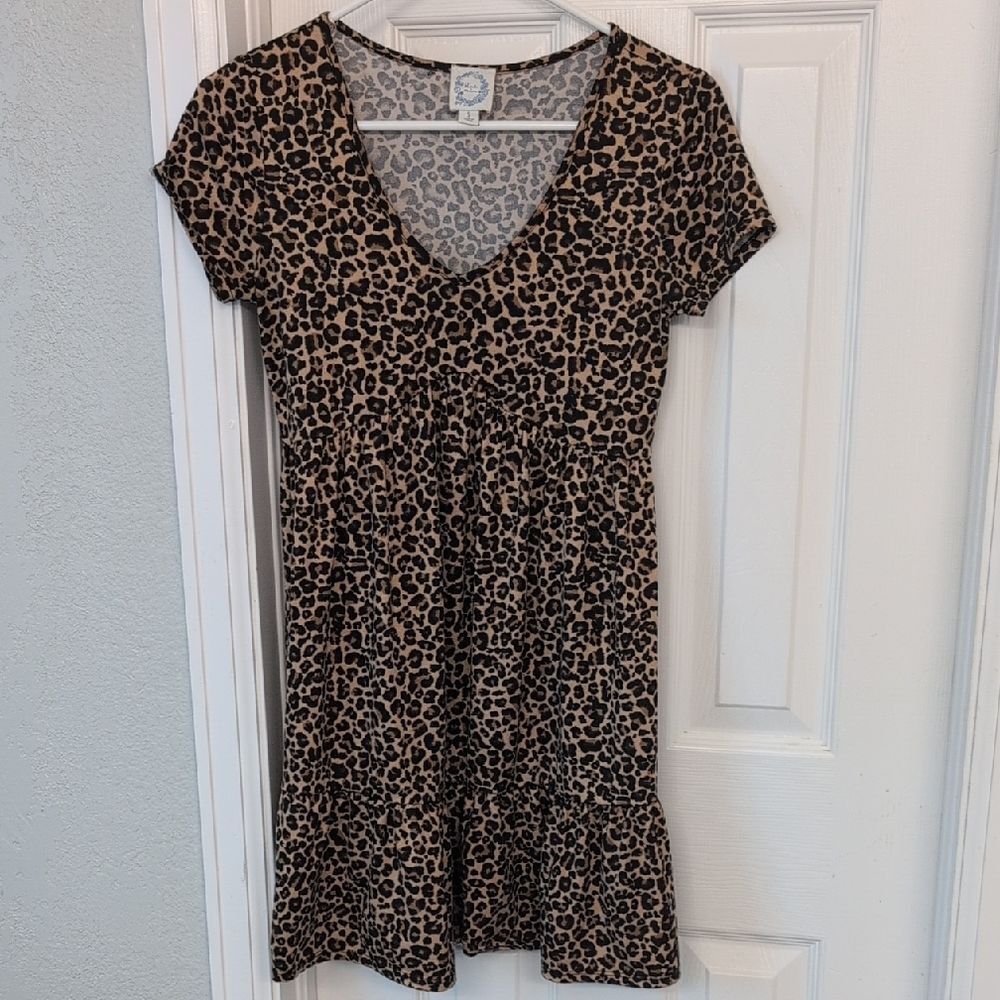 Blue Rain Leopard Print Dress